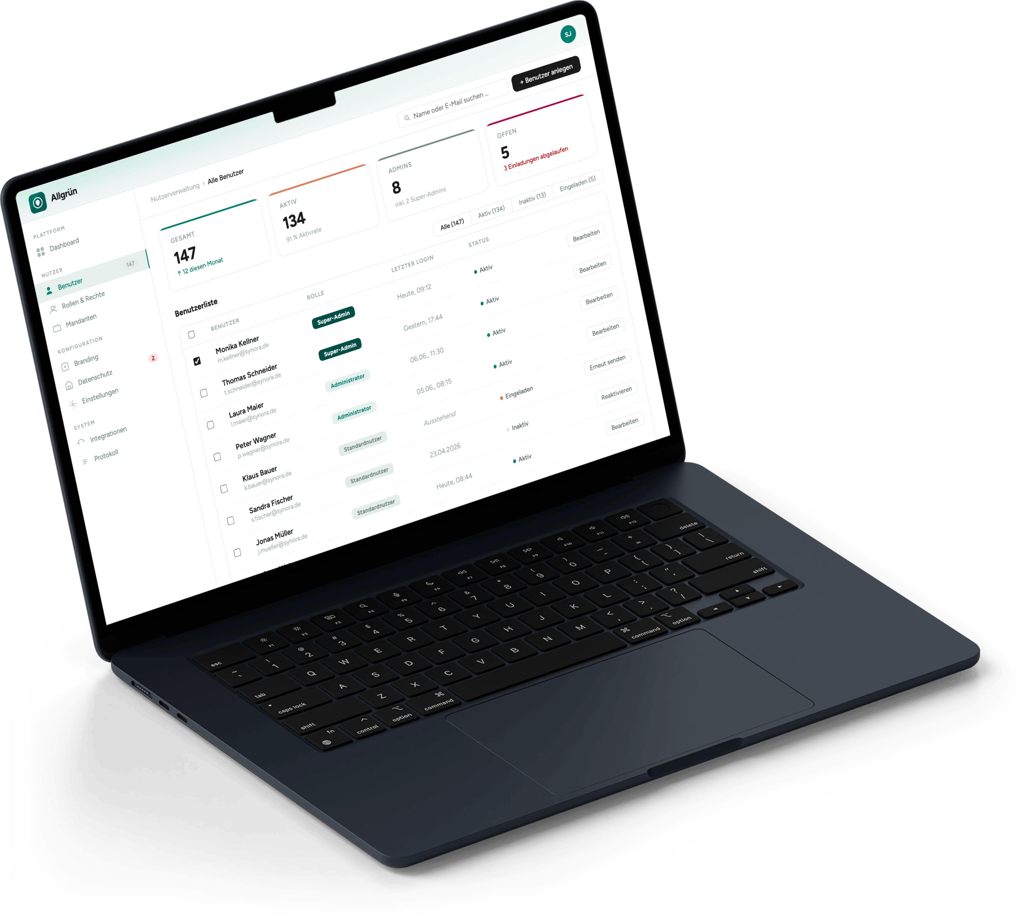 AdminHub — product administration mockup