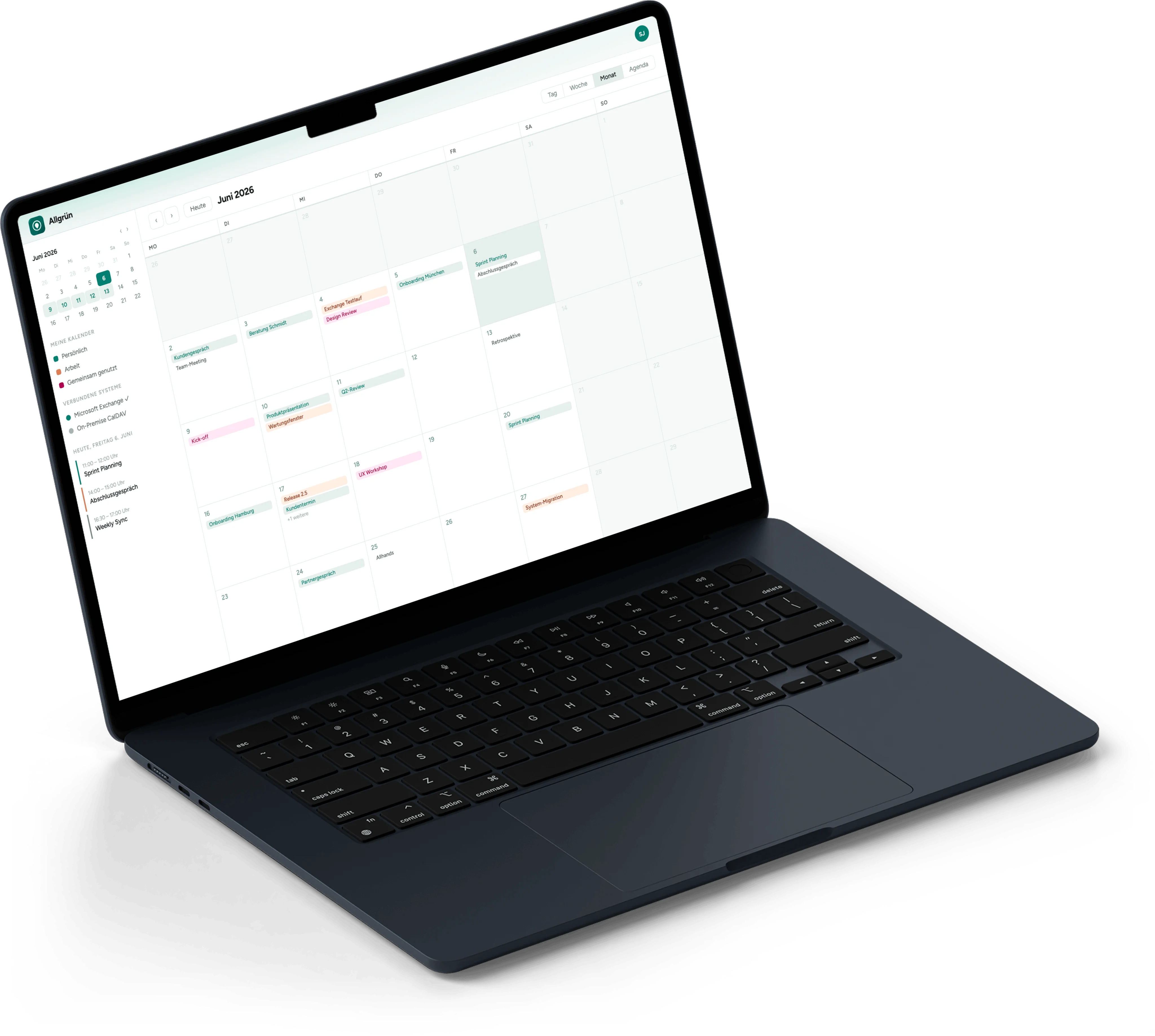 SYNORA booking platform — desktop dashboard mockup